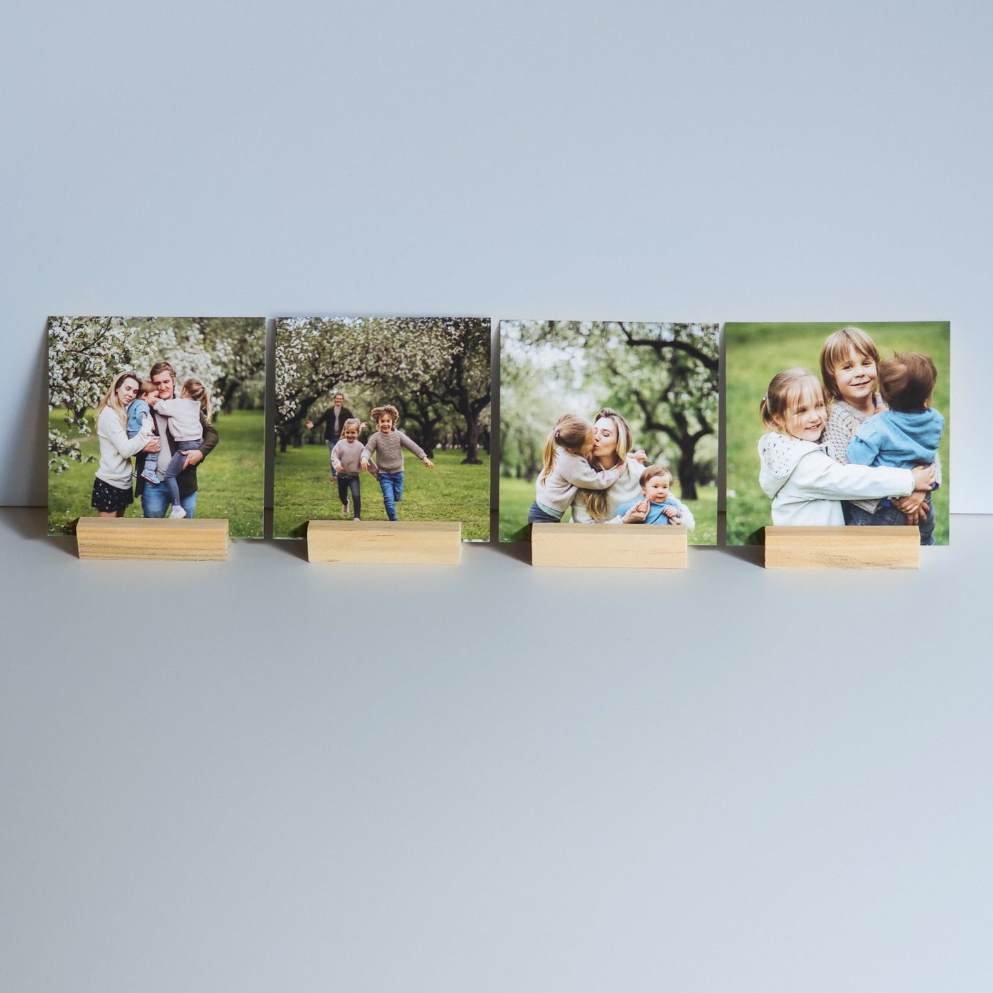 Square photo print with no border on wooden blocks
