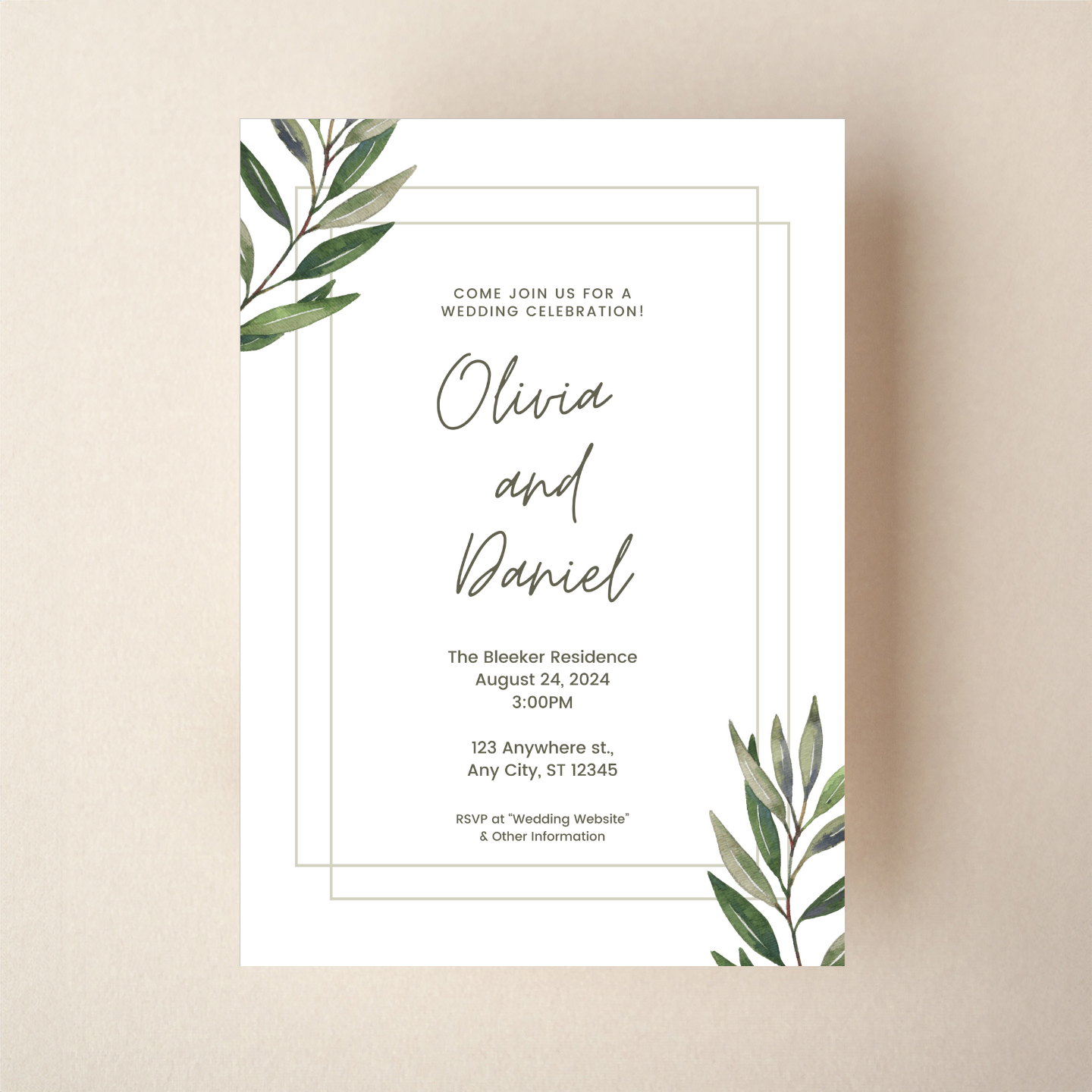5 Invitations Invitations 5x7 Printables